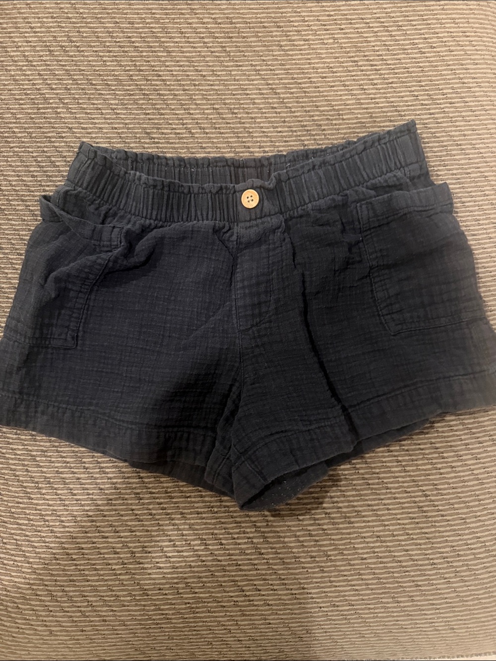 Old Navy Navy Textured Cotton Gauze Elastic Waist Shorts